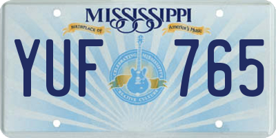 MS license plate YUF765