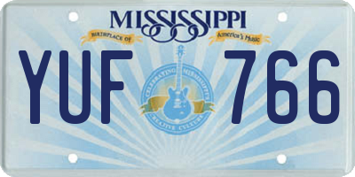 MS license plate YUF766