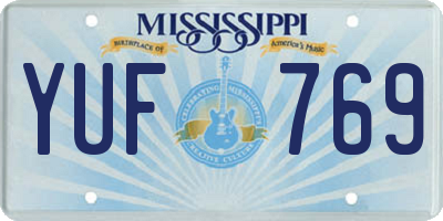MS license plate YUF769