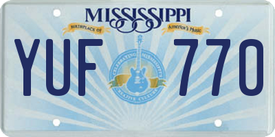 MS license plate YUF770