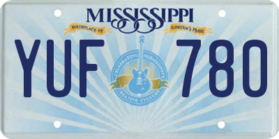 MS license plate YUF780