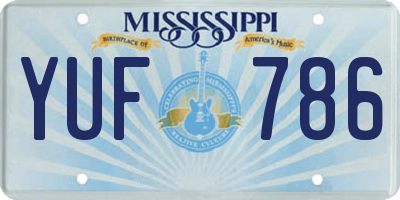 MS license plate YUF786
