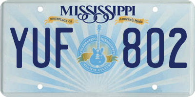 MS license plate YUF802