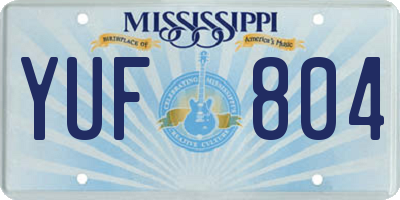 MS license plate YUF804
