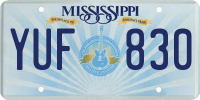 MS license plate YUF830