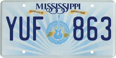 MS license plate YUF863