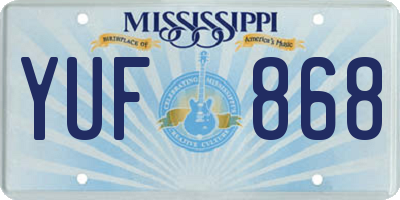 MS license plate YUF868
