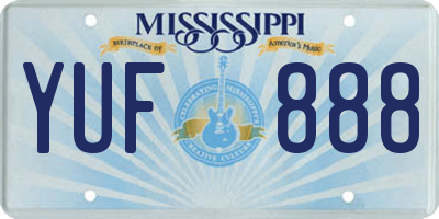 MS license plate YUF888