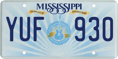 MS license plate YUF930