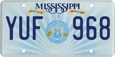 MS license plate YUF968
