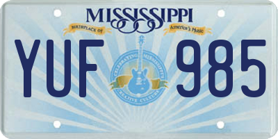 MS license plate YUF985