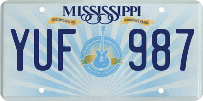 MS license plate YUF987