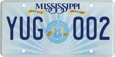MS license plate YUG002