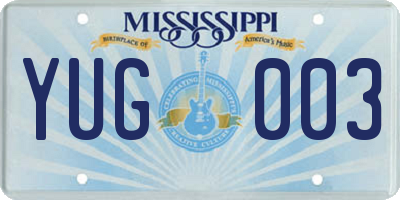MS license plate YUG003