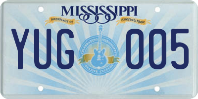 MS license plate YUG005