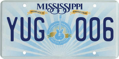 MS license plate YUG006