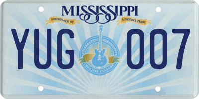 MS license plate YUG007