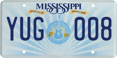 MS license plate YUG008