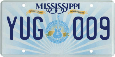 MS license plate YUG009