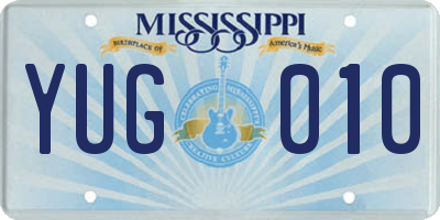 MS license plate YUG010