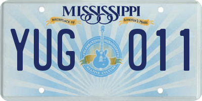 MS license plate YUG011