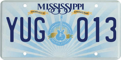 MS license plate YUG013