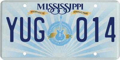 MS license plate YUG014