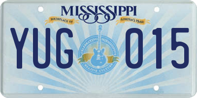 MS license plate YUG015