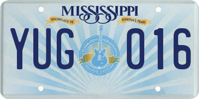 MS license plate YUG016