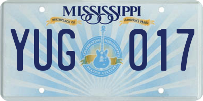 MS license plate YUG017