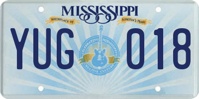 MS license plate YUG018