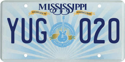 MS license plate YUG020
