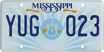 MS license plate YUG023