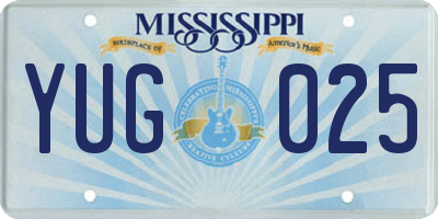 MS license plate YUG025