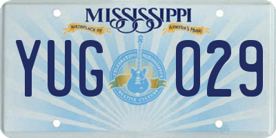 MS license plate YUG029