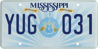 MS license plate YUG031