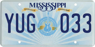 MS license plate YUG033