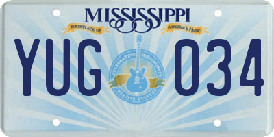 MS license plate YUG034