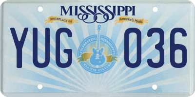 MS license plate YUG036