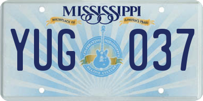 MS license plate YUG037