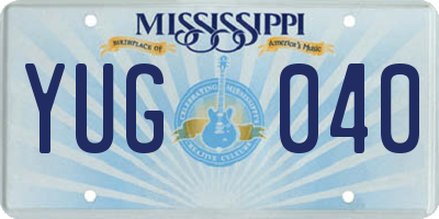 MS license plate YUG040