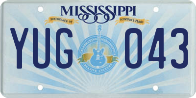 MS license plate YUG043