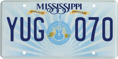 MS license plate YUG070