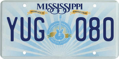 MS license plate YUG080