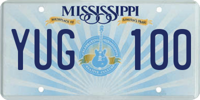 MS license plate YUG100
