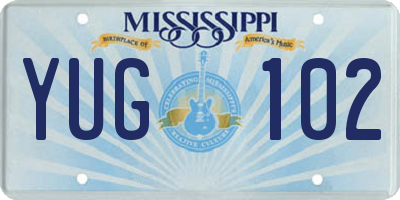 MS license plate YUG102