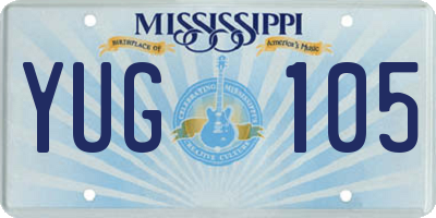 MS license plate YUG105