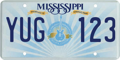 MS license plate YUG123