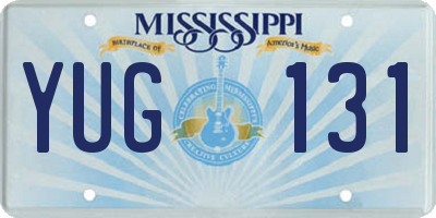 MS license plate YUG131