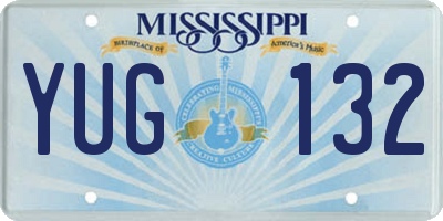 MS license plate YUG132
